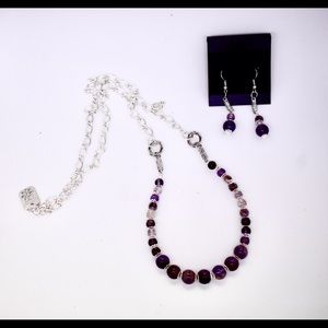 Gemstone Amethyst Lodolite necklace set.